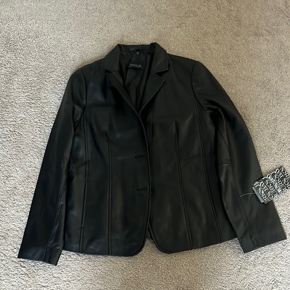 NTW Vint Burk’s Bay Genuine Leather Blazer women’s M $289 closet closing! - Picture 1 of 6